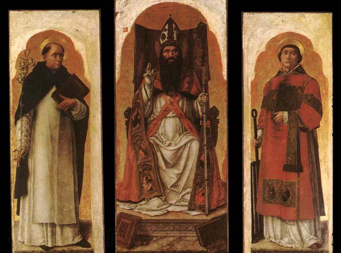 Bartolomeo Vivarini Sts Dominic, Augustin, and Lawrence France oil painting art